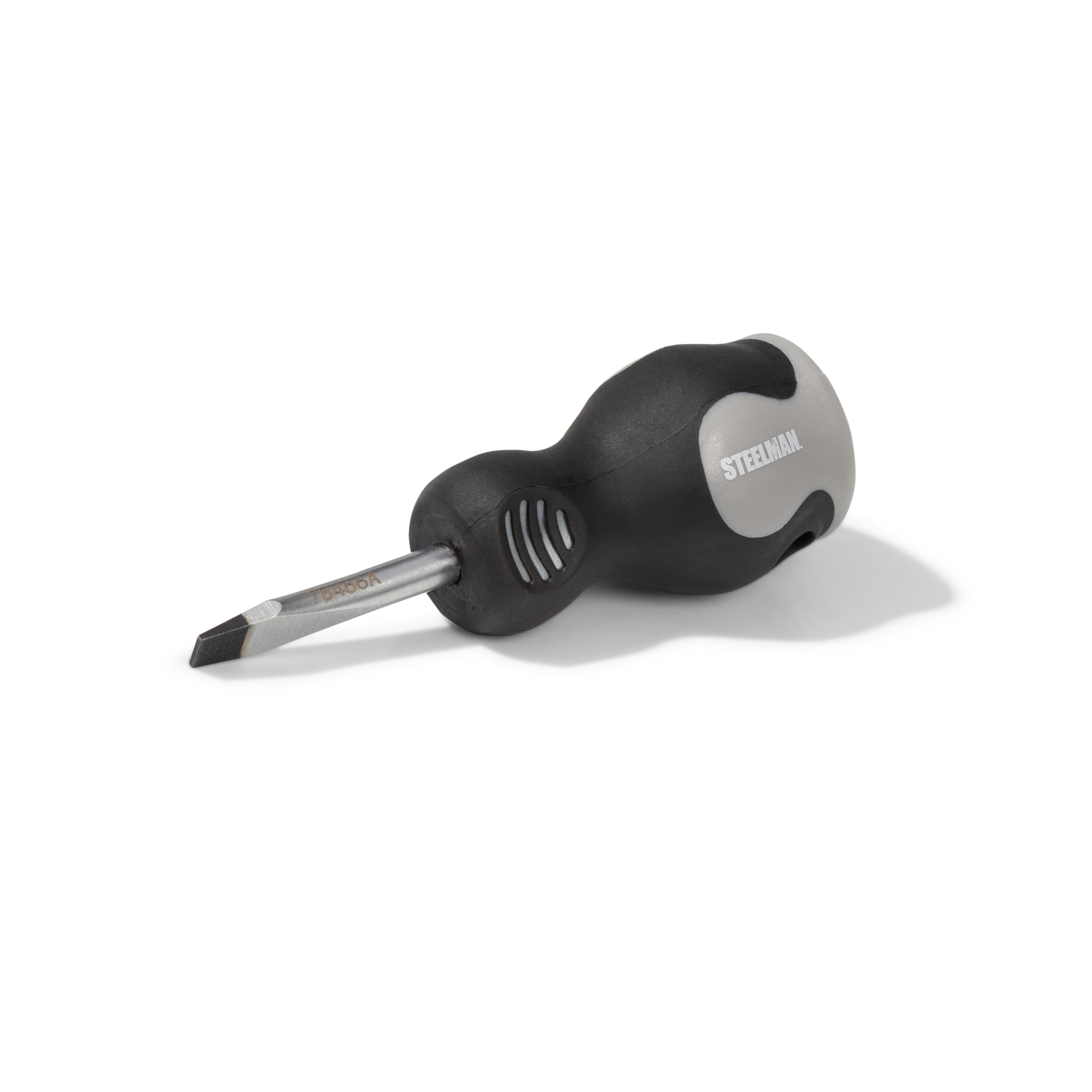 STEELMAN 1/4-Inch x 1-1/2-Inch Slotted Tip Stubby Screwdriver with Comfort Grip Handle, Model# 78466A